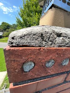 Chimney is having a damaged crown