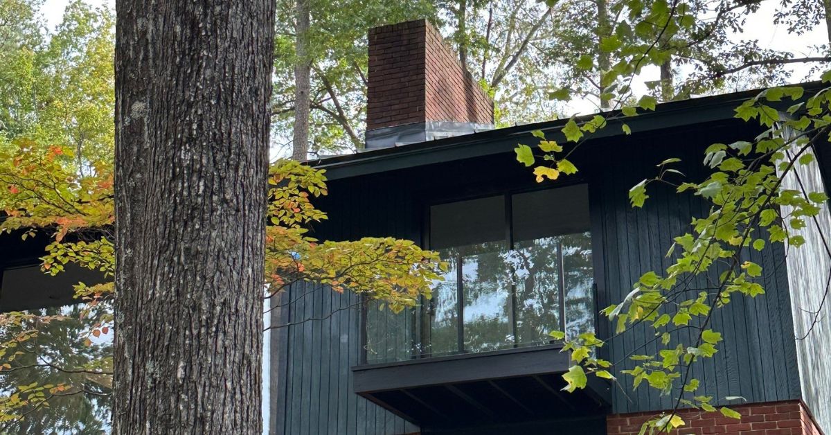 Scenic view of a serene home with its chimney
