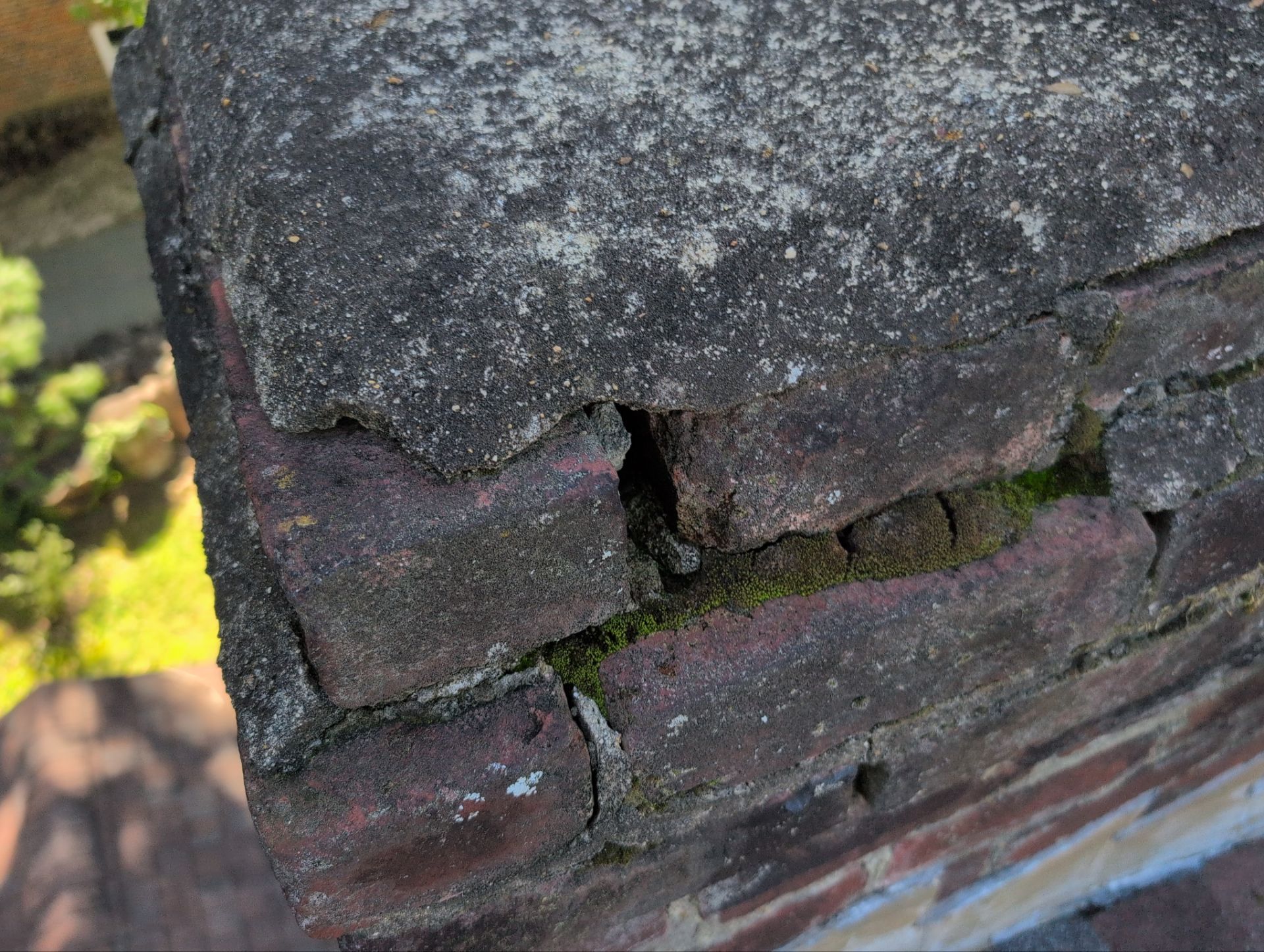 Mortar erosion on the chimney in Richmond