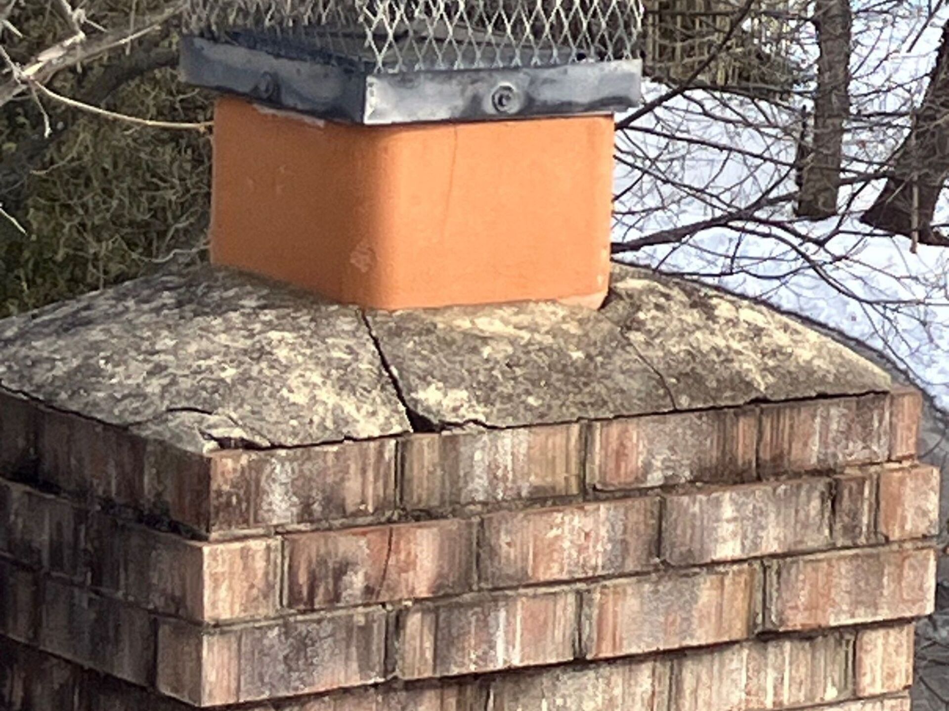 Chimney crown has cracks