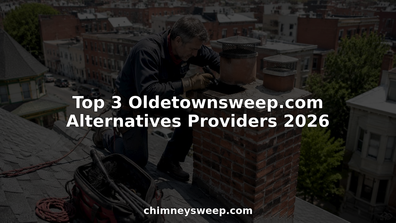 Chimney technician inspecting a brick chimney on rooftop